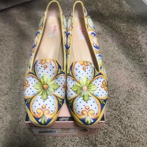 Goby Leatherette Pump Career Heel Floral Design